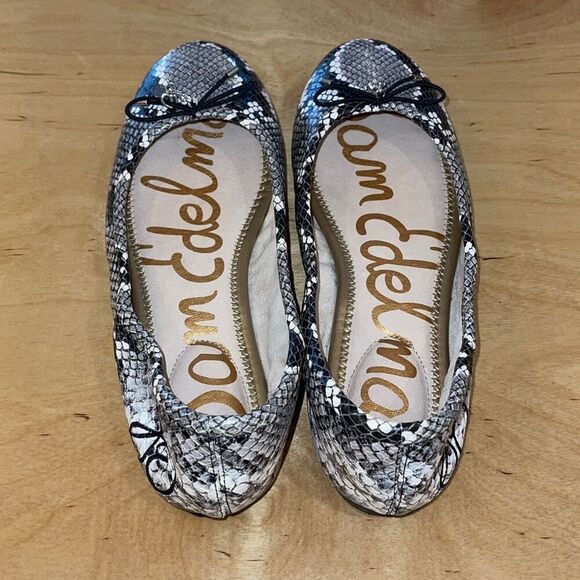 Sam Edelman Womens Leather Snakeskin Print Felicia Slip-on Ballet Flats Gray 7.5 - Picture 6 of 7